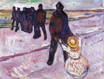 Trabajador y niño 1908 Edvard Munch Expresionismo Pinturas al óleo